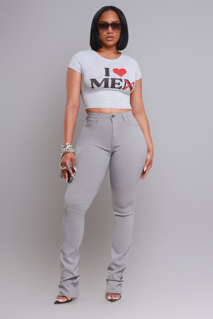 Right Call High Rise Stacked Bootcut Jeans - Grey