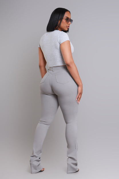 Right Call High Rise Stacked Bootcut Jeans - Grey