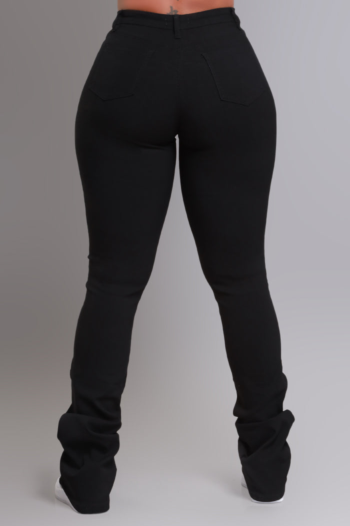 Right Call High Rise Stacked Bootcut Jeans - Black
