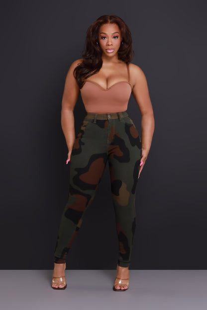 Drive Me Crazy High-Rise Camo Stretch Skinny Jeans - Abstract Camouflage