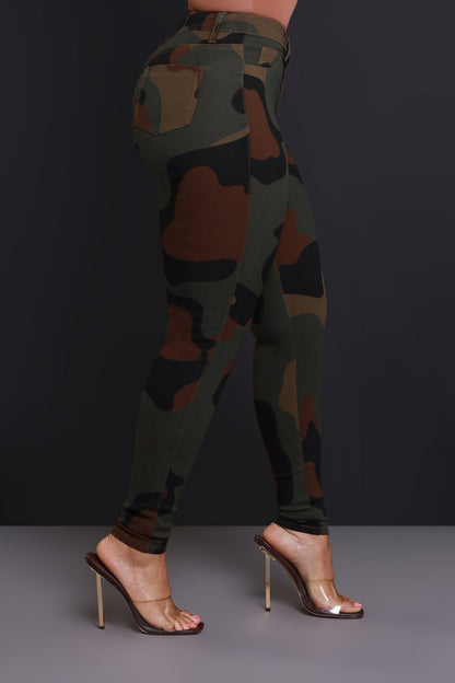Drive Me Crazy High-Rise Camo Stretch Skinny Jeans - Abstract Camouflage