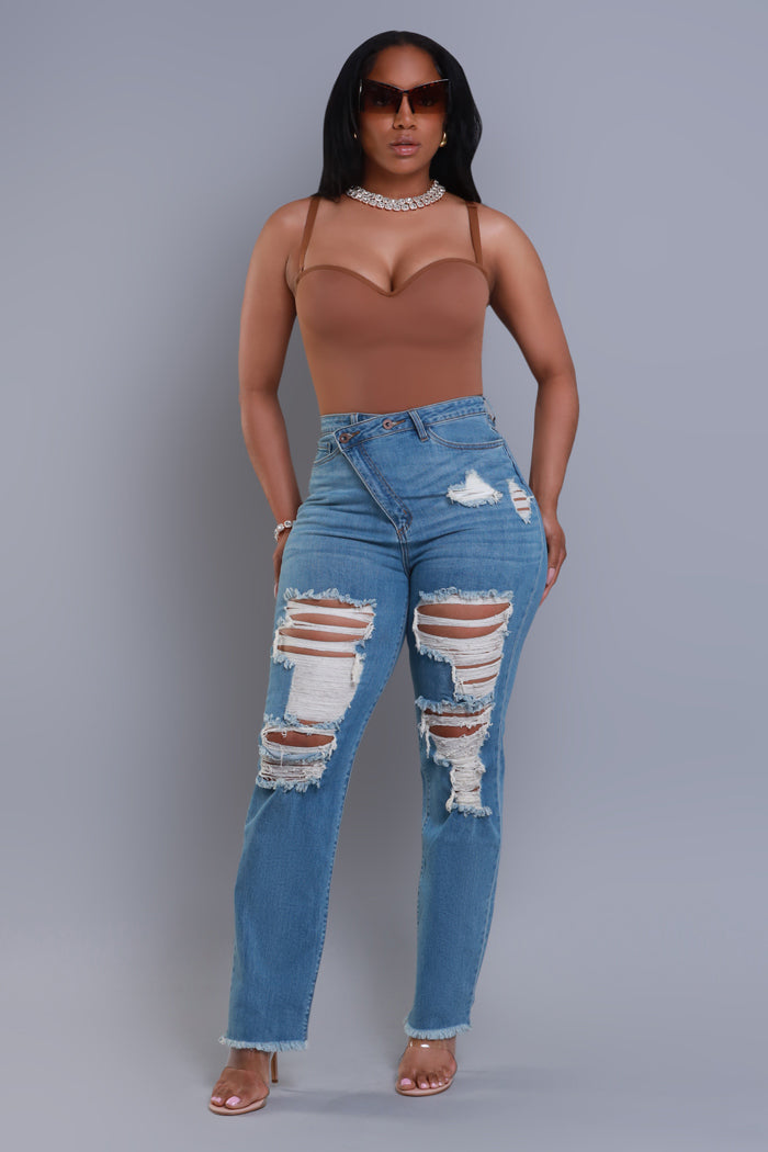 Limitless Asymmetrical Zip Bootcut Jeans - Medium Wash