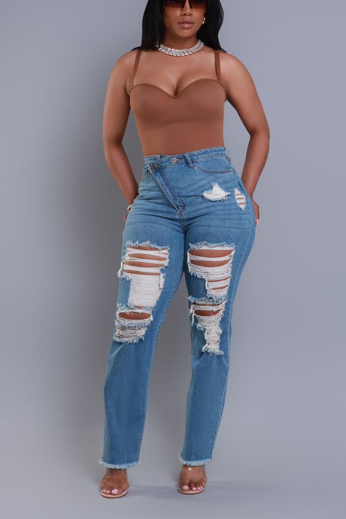 Limitless Asymmetrical Zip Bootcut Jeans - Medium Wash