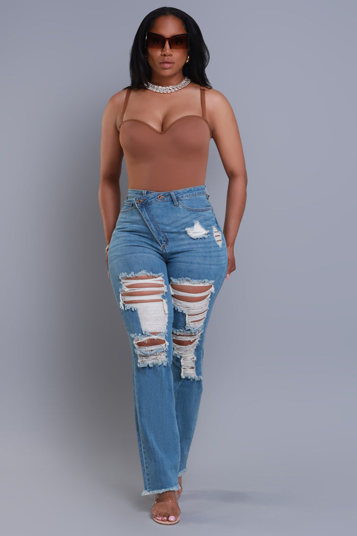 Limitless Asymmetrical Zip Bootcut Jeans - Medium Wash