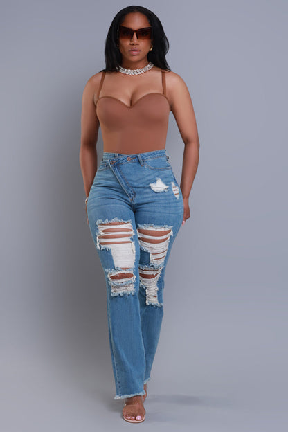 Limitless Asymmetrical Zip Bootcut Jeans - Medium Wash
