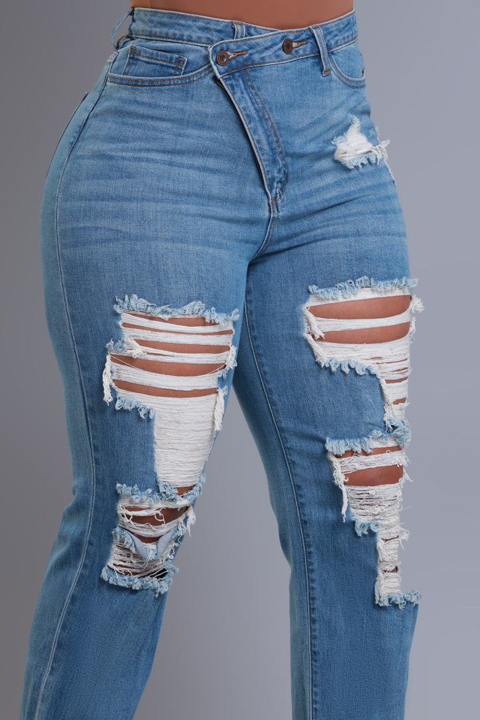 Limitless Asymmetrical Zip Bootcut Jeans - Medium Wash