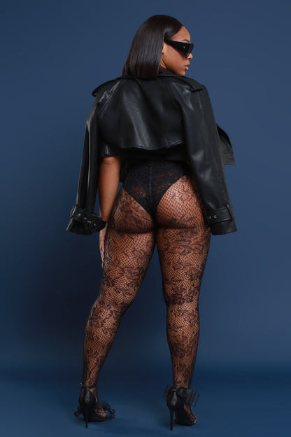 She Bad Lace Stockings - Black