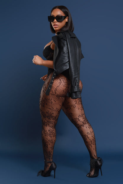She Bad Lace Stockings - Black