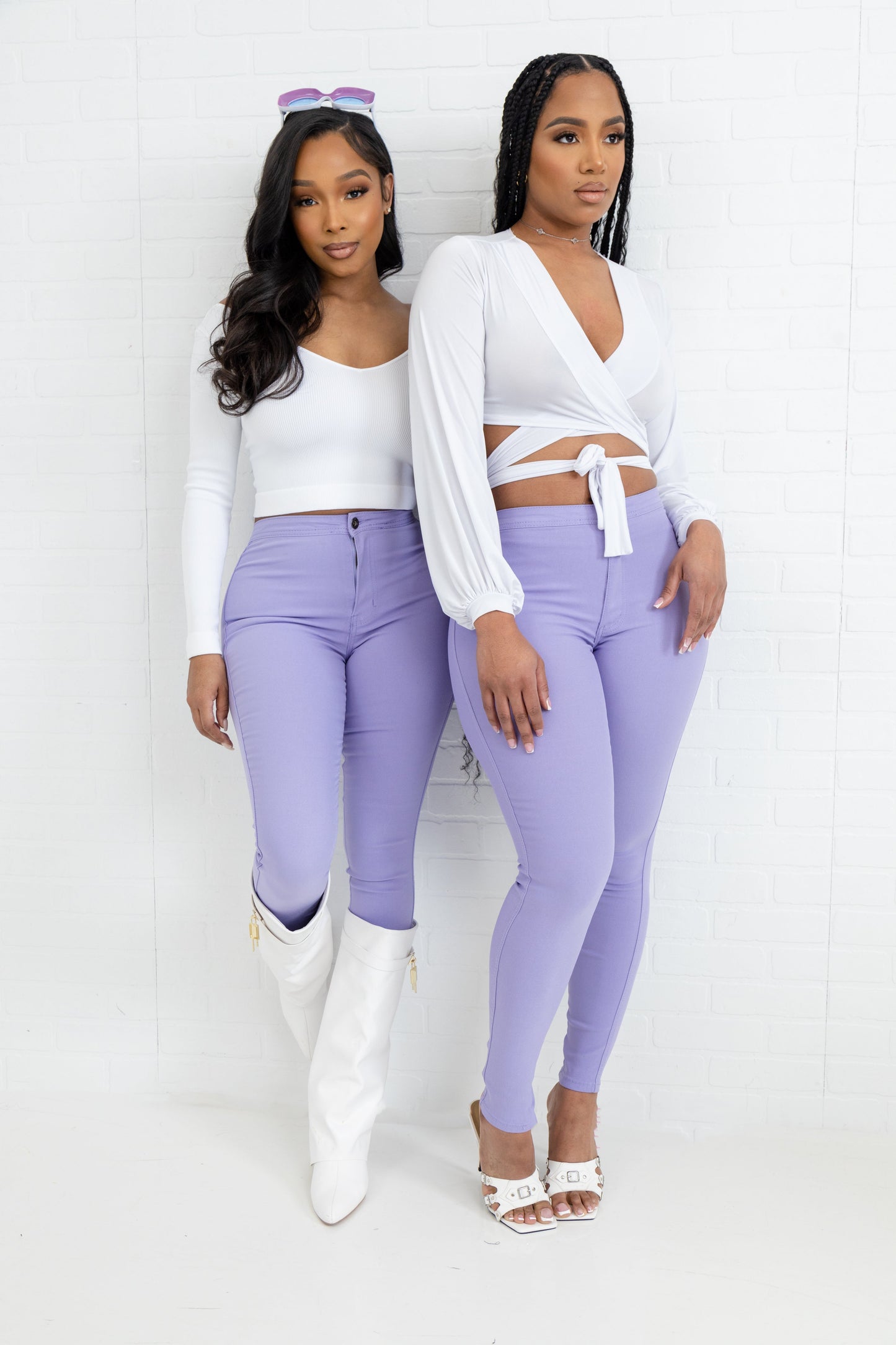 Super Swank High Waist Stretchy Jeans - Lavender