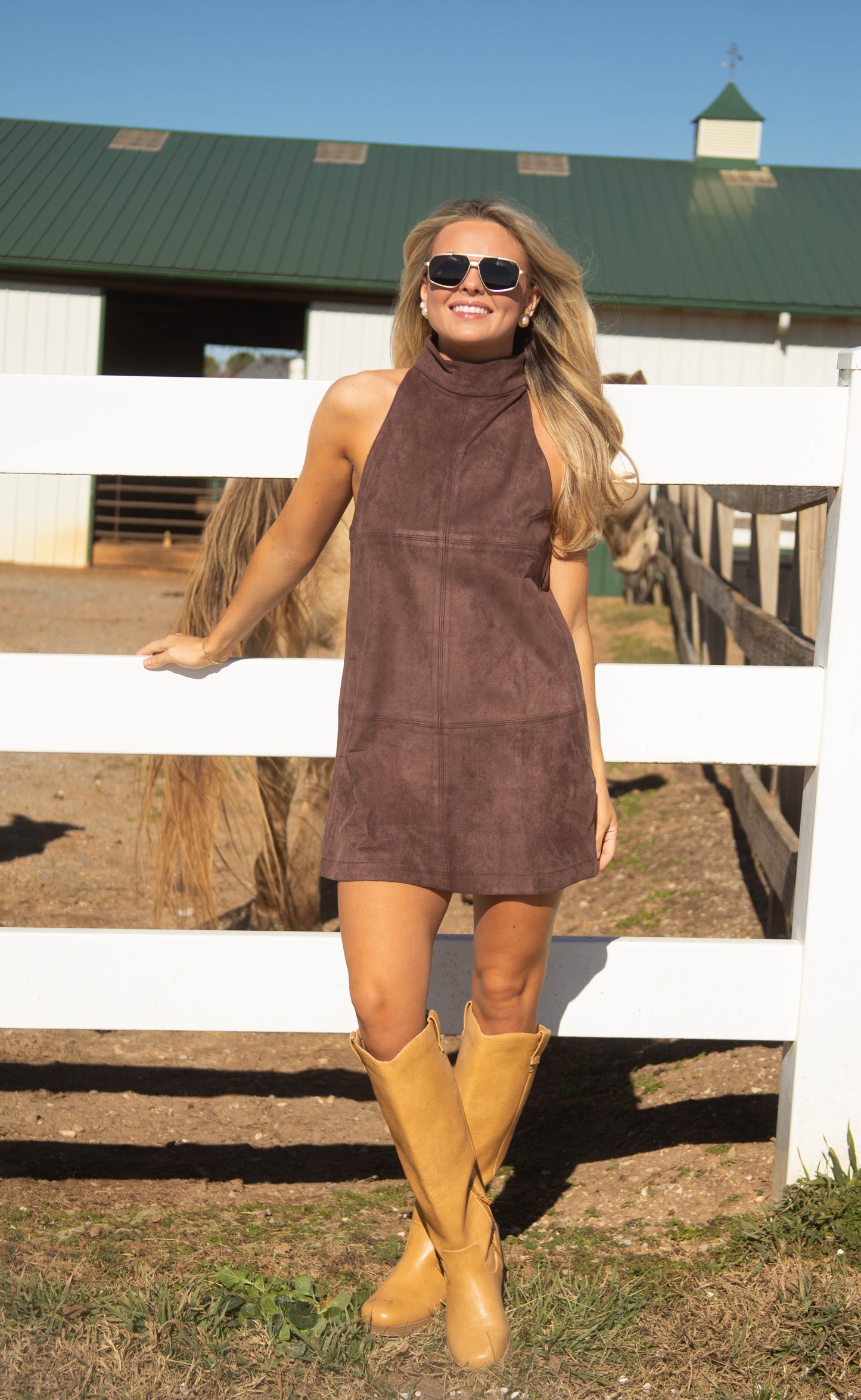 velvet latte suede mini dress