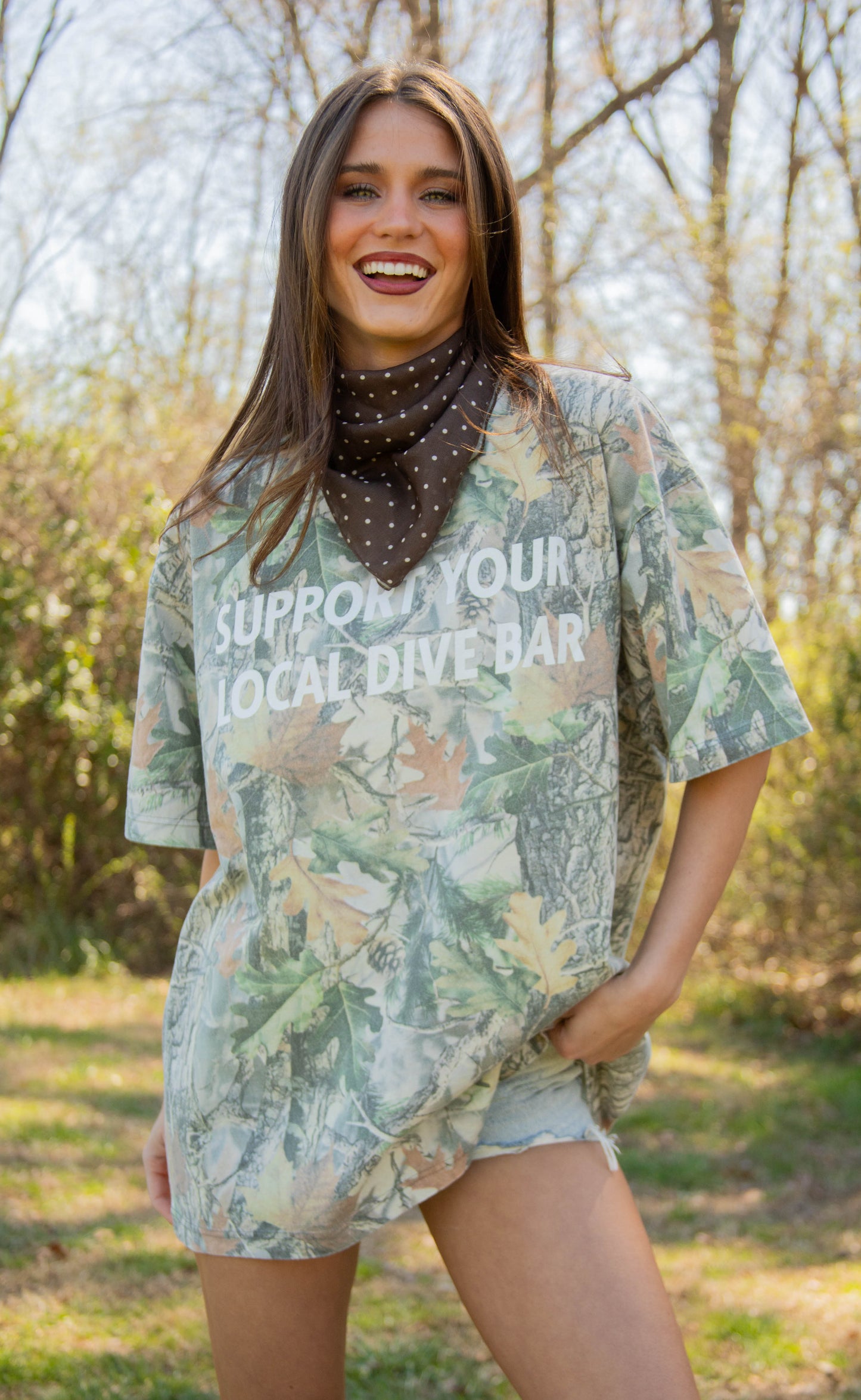 charlie southern: support your local dive bar camo tee
