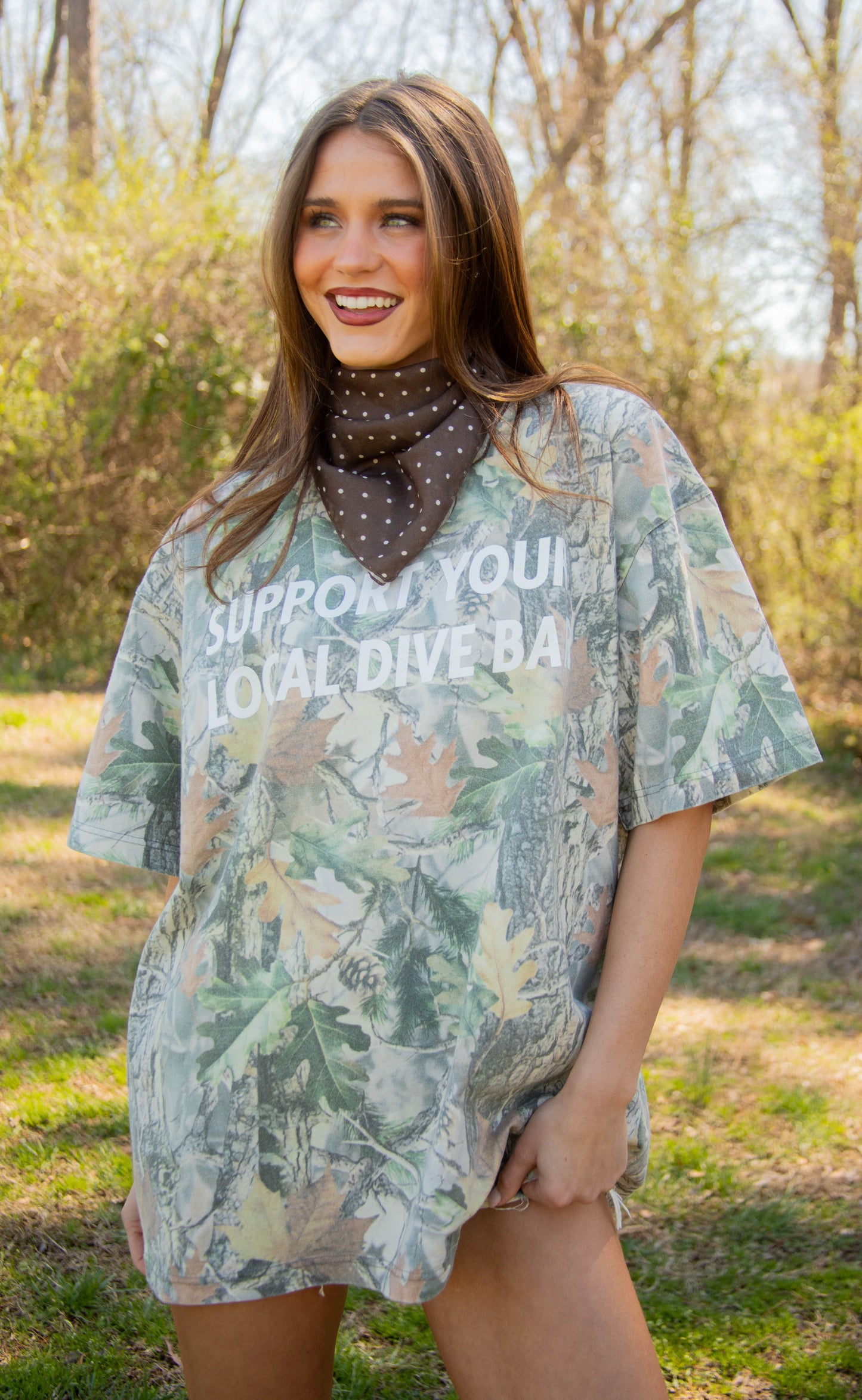 charlie southern: support your local dive bar camo tee