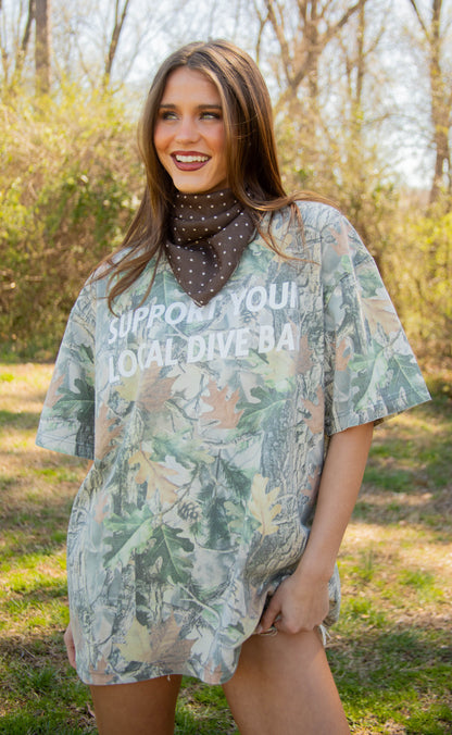 charlie southern: support your local dive bar camo tee