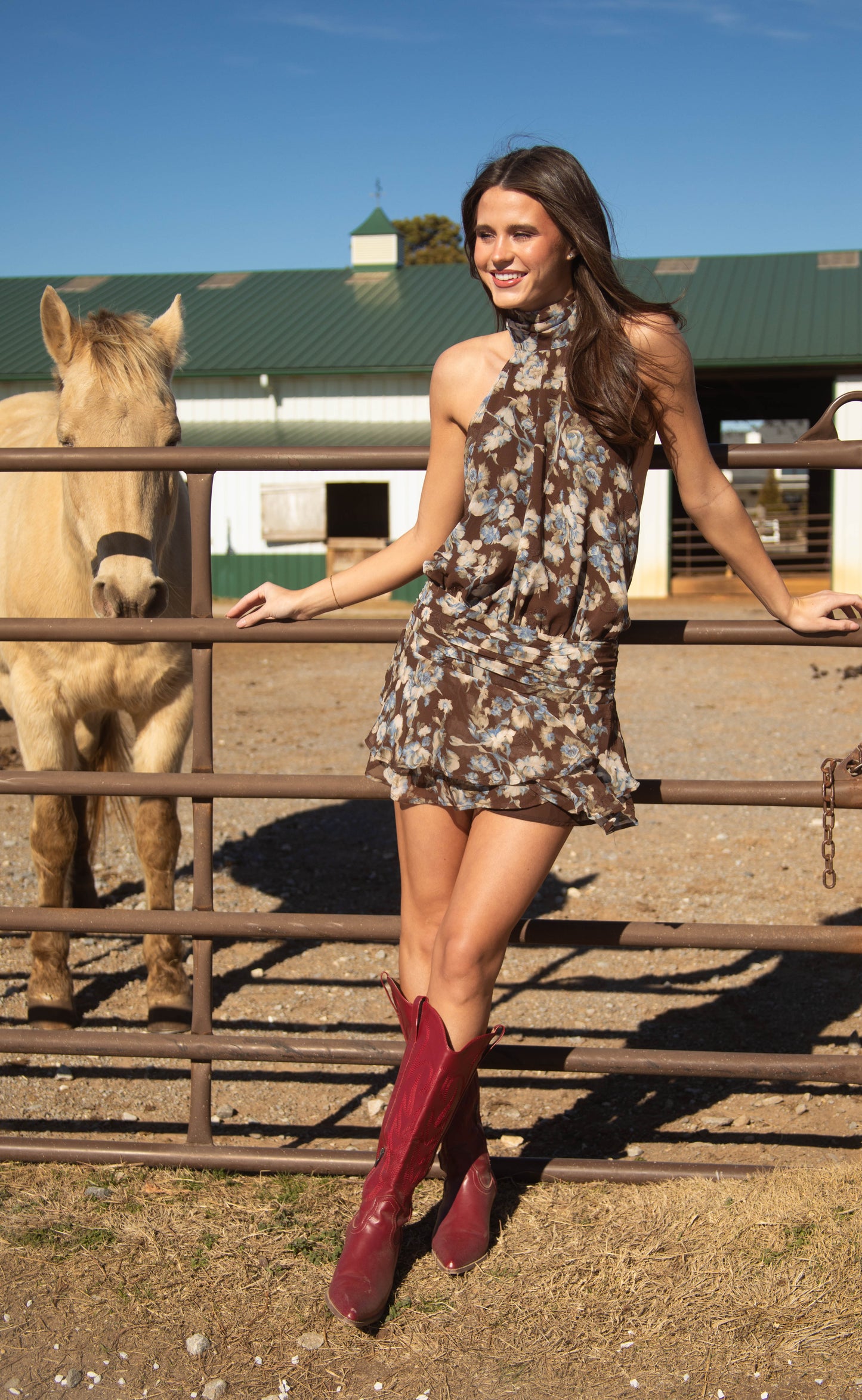 change all that floral halter dress