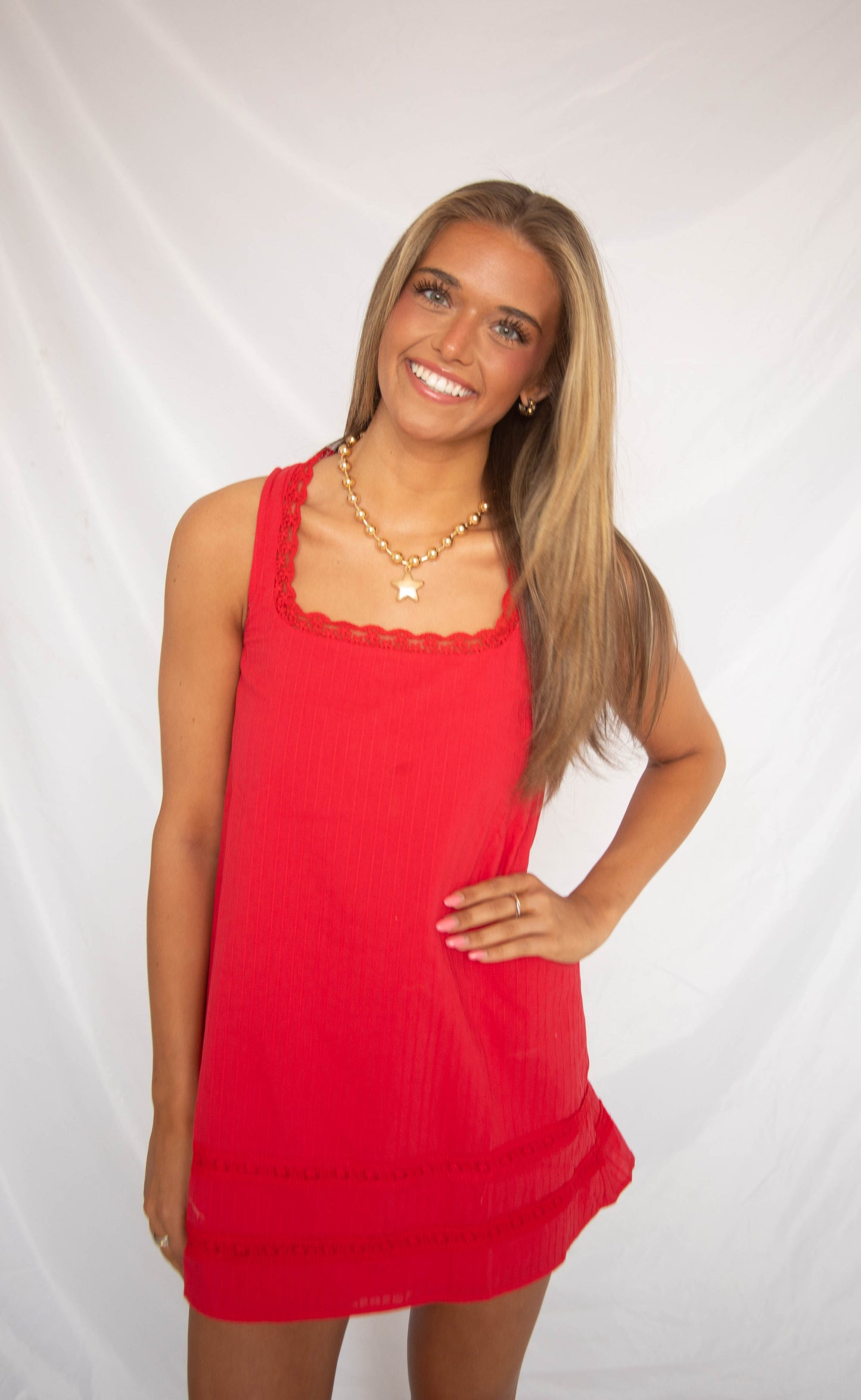 you got me babydoll mini dress - red
