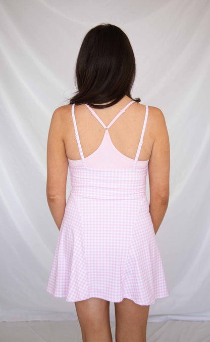 make a wish gingham dress - pink
