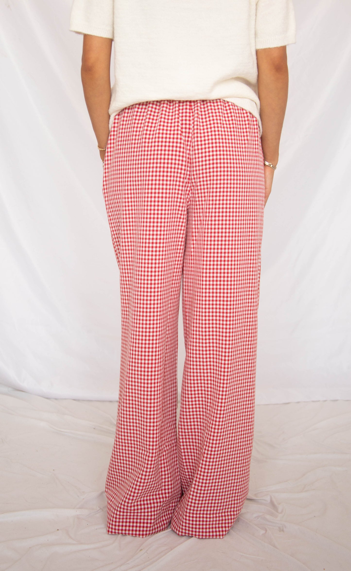take it slow gingham pants - red