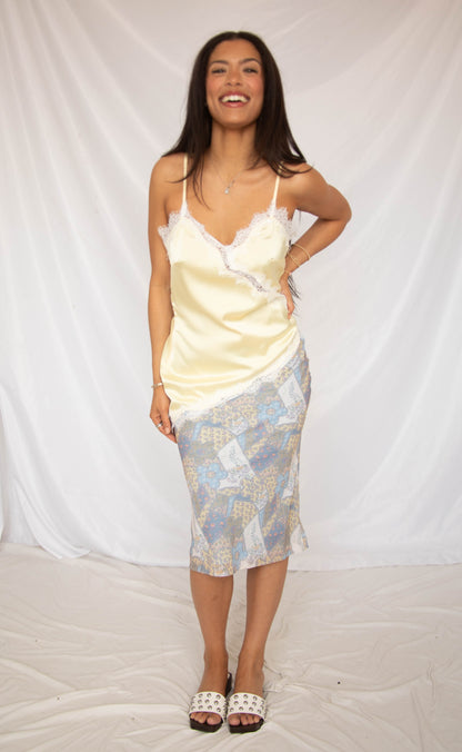 retro bloom midi skirt