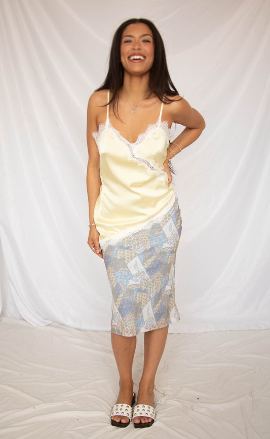 retro bloom midi skirt