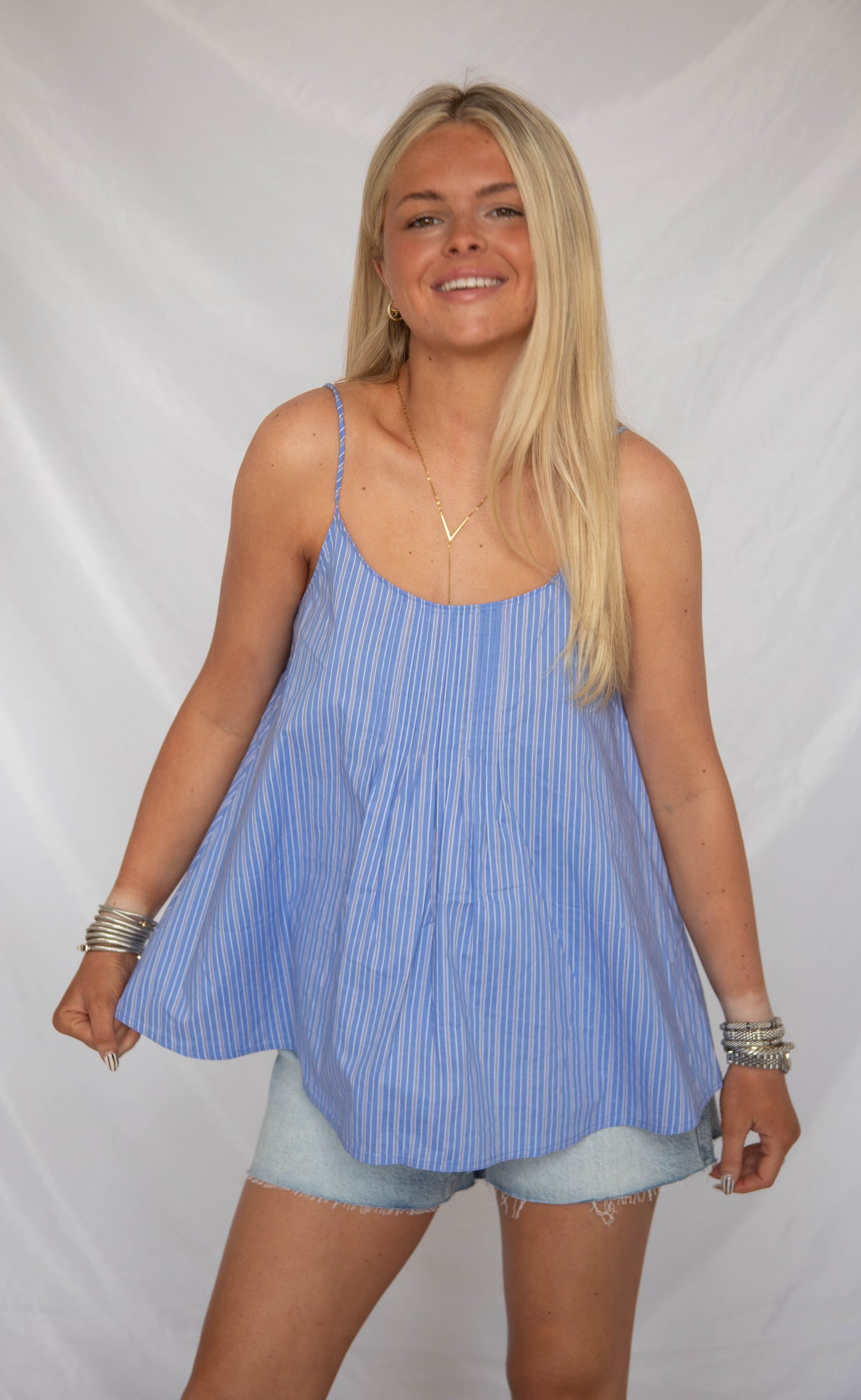 forever with me striped tank - blue