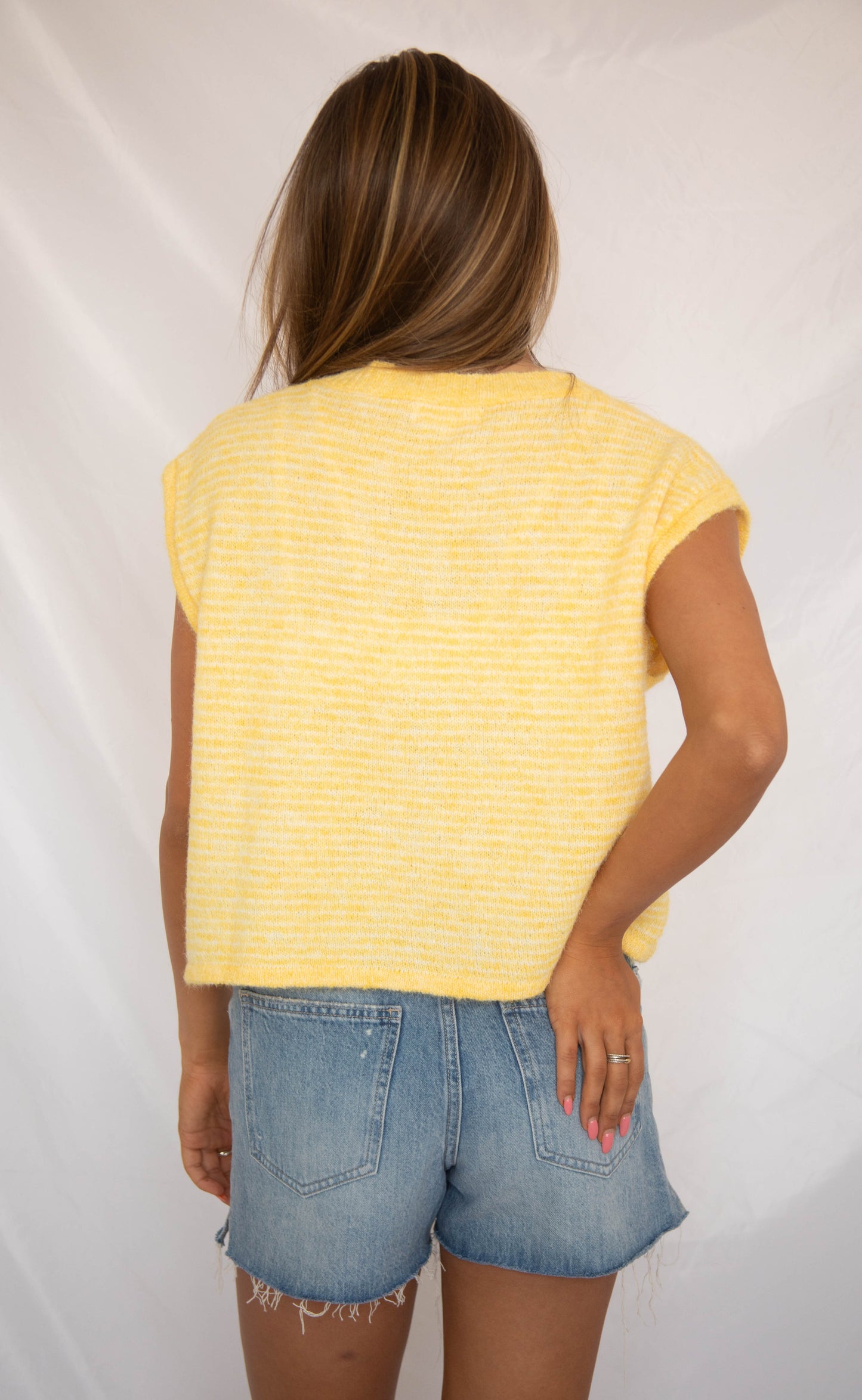 for my whole life sleeveless cardigan - yellow