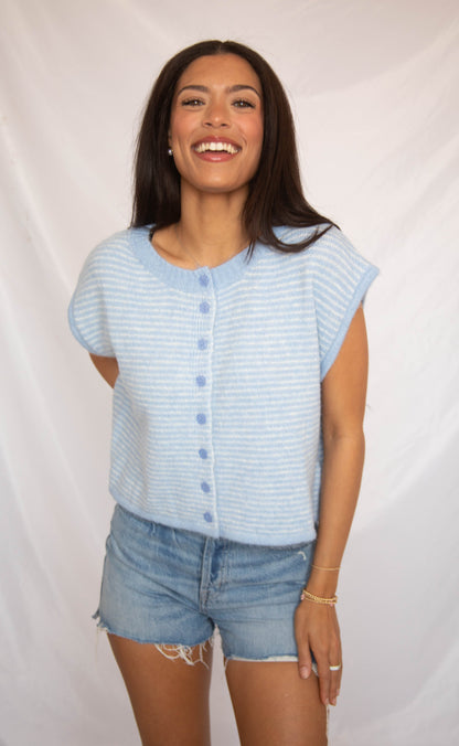 for my whole life sleeveless cardigan - blue