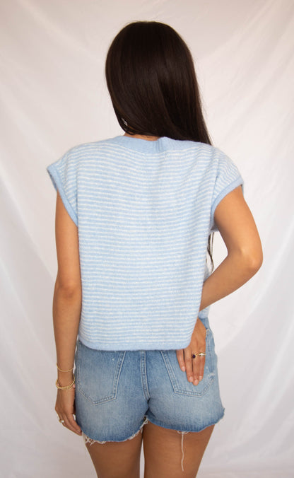 for my whole life sleeveless cardigan - blue