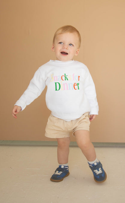 friday + saturday: snacks for dinner toddler sweatshirt