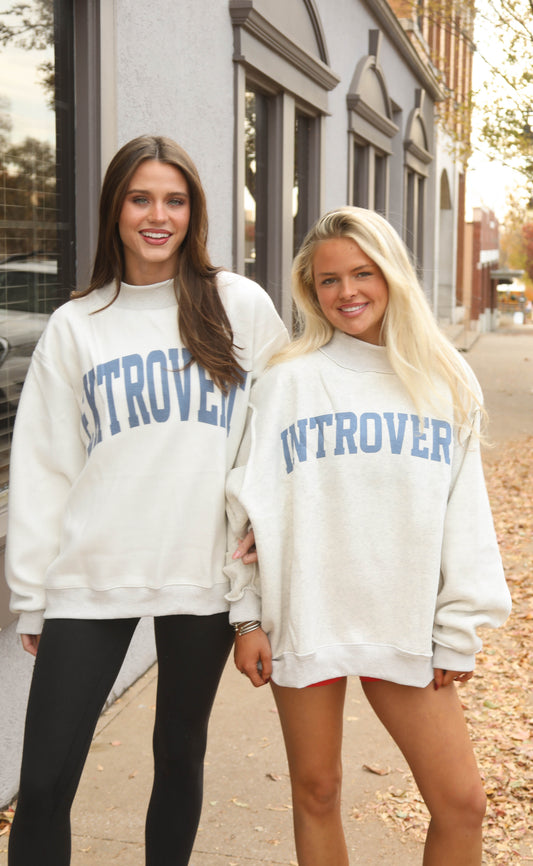 introvert / extrovert reversible mock neck sweatshirt