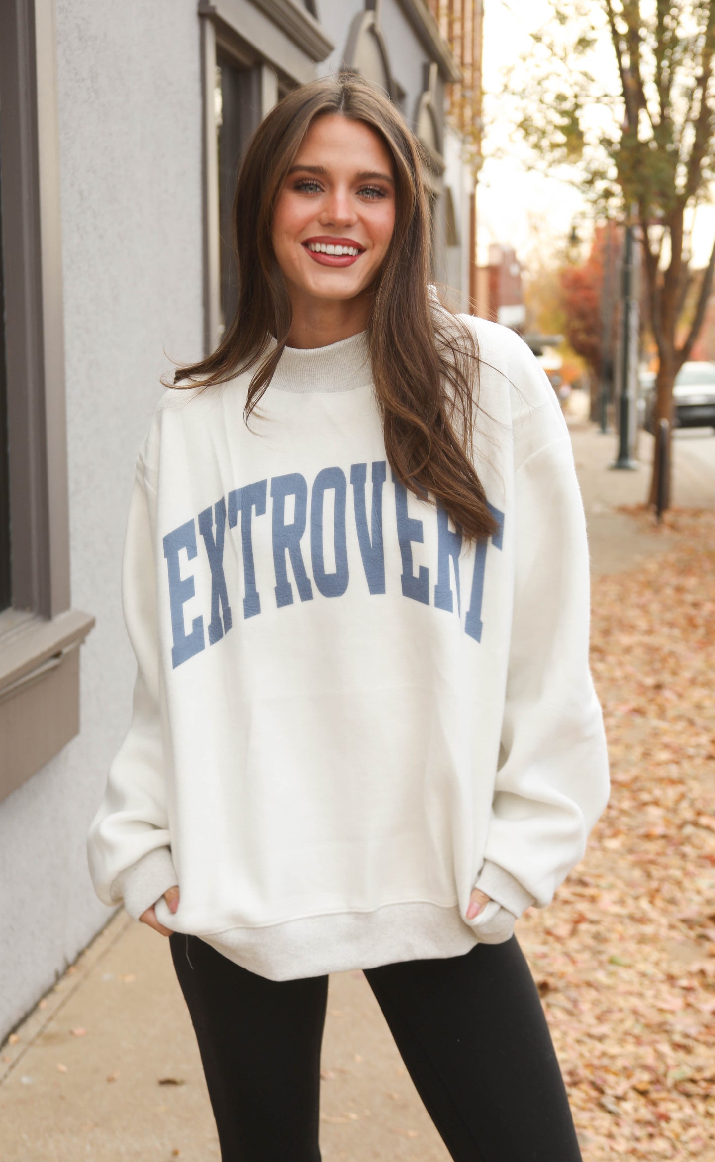 introvert / extrovert reversible mock neck sweatshirt