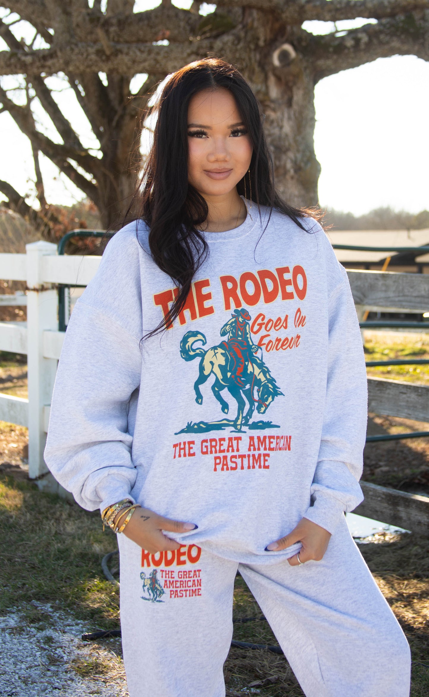 charlie southern: rodeo forever sweatshirt - grey