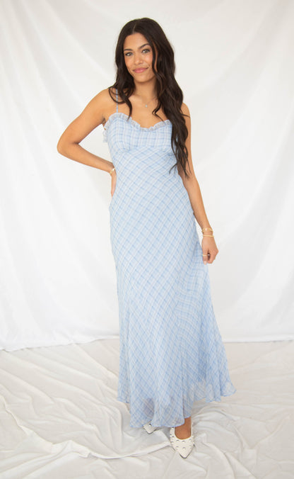 astr: maeryn dress - blue plaid