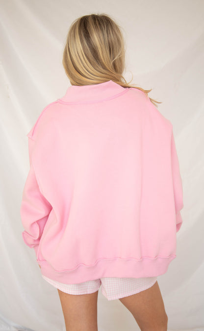 Jesus embroidered mock neck - pink