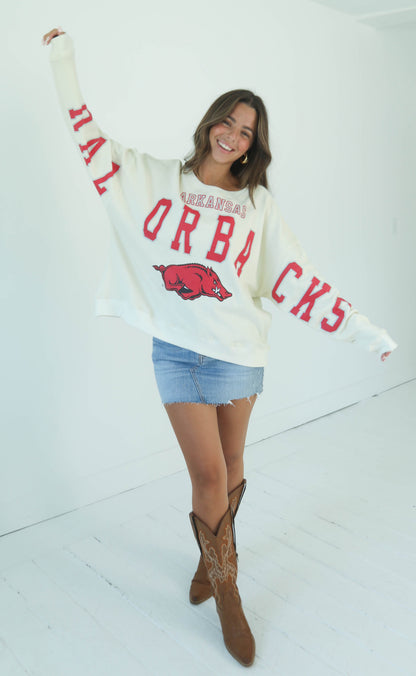arkansas razorbacks classic boxy crewneck