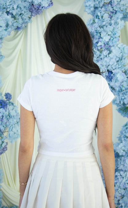 friday + saturday: just married baby tee
