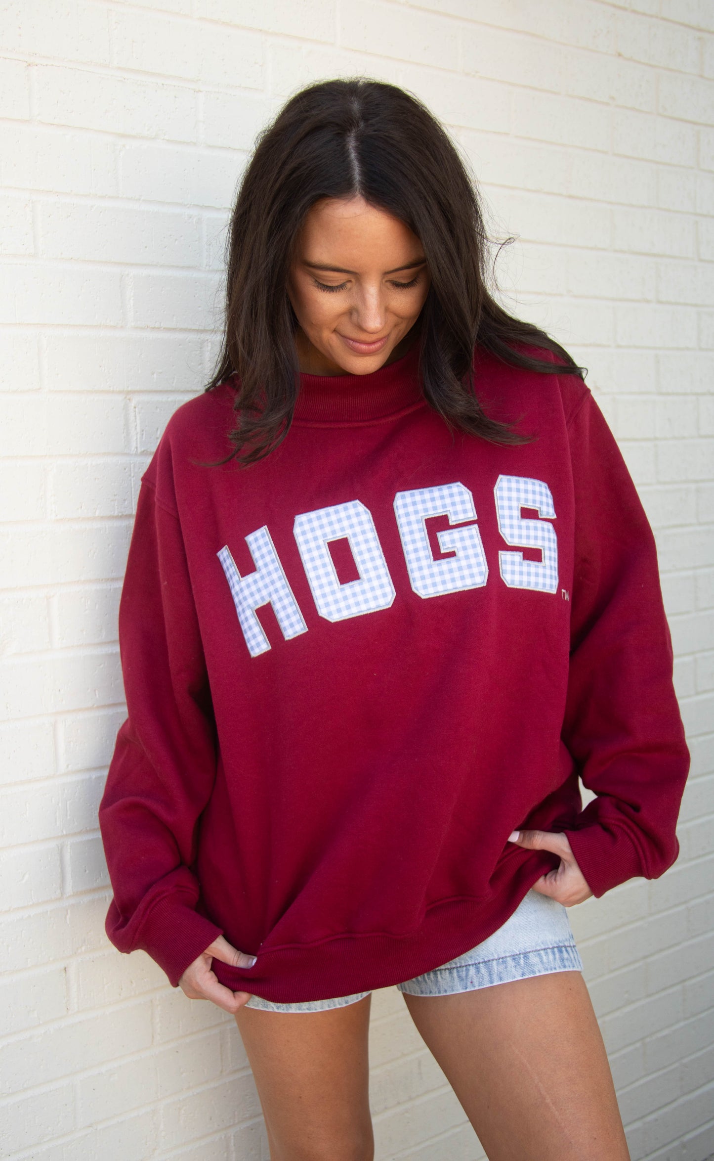 hogs gingham mock neck