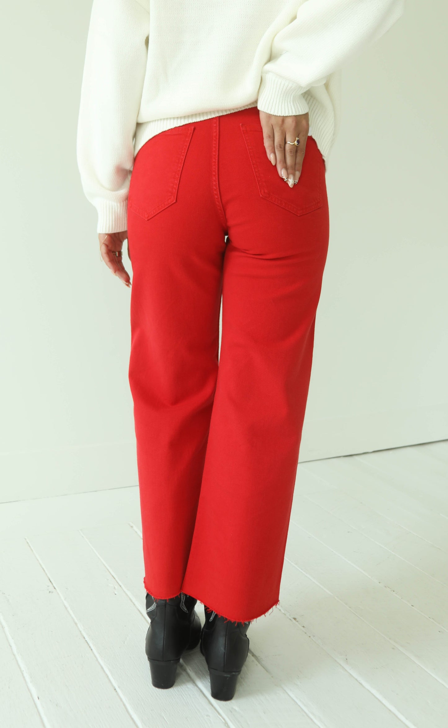 pistola: penny crop high rise wide leg jeans - ruby