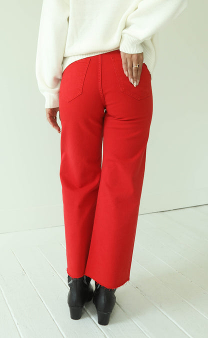 pistola: penny crop high rise wide leg jeans - ruby