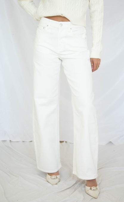 z supply: remi high rise bowed wide leg jeans - cloud