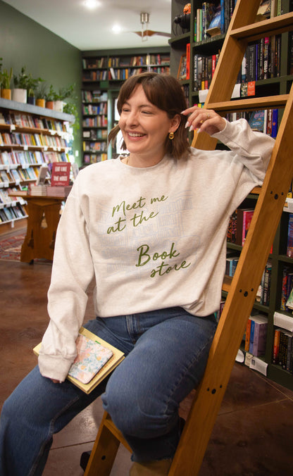 friday + saturday x jo johnson overby: meet me at the bookstore sweatshirt