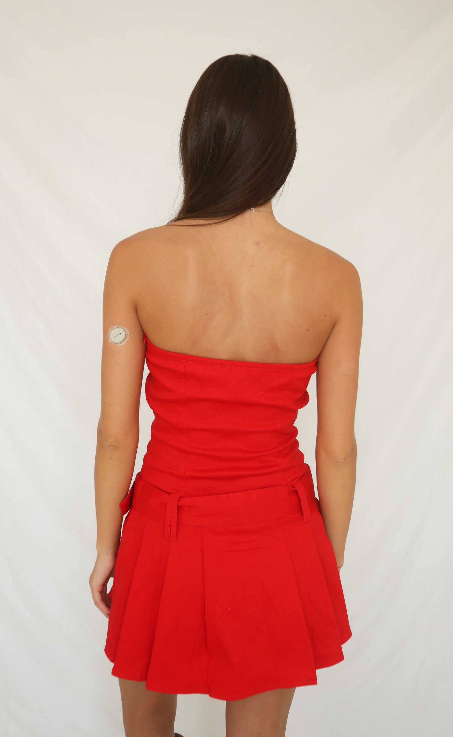 buckle up babe strapless mini dress