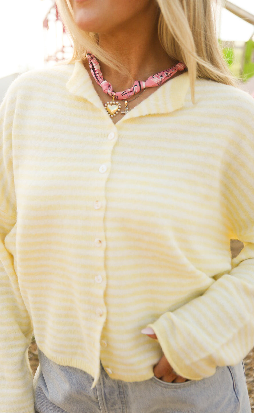 beat of your heart cardigan - butter stripe