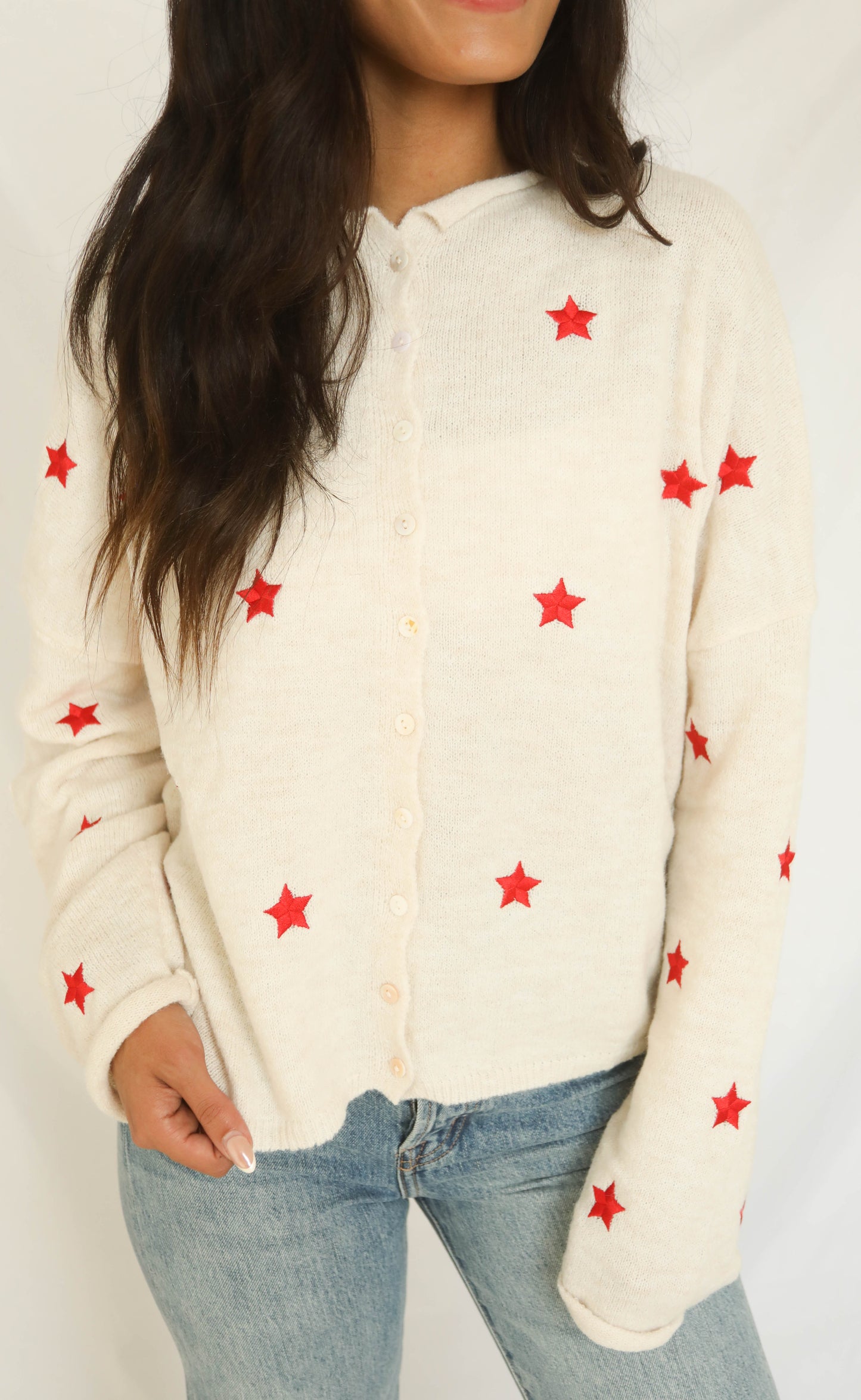 beat of your heart cardigan - red star