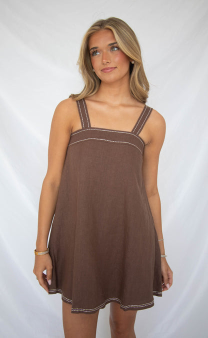 clear contrast linen mini dress