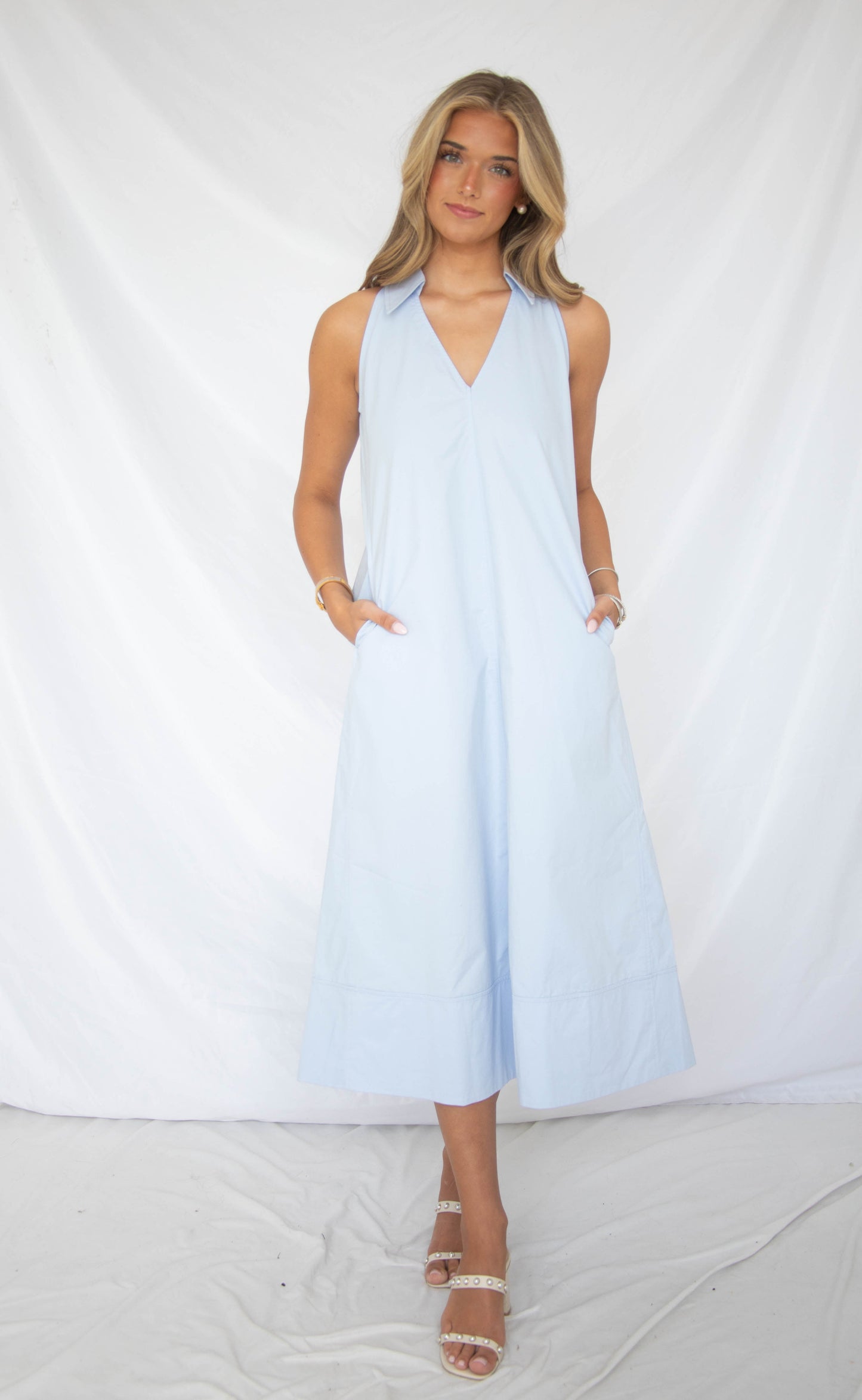you're so classic collared maxi dress - blue