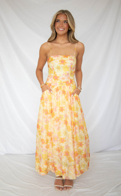 astr: ovina dress - yellow floral