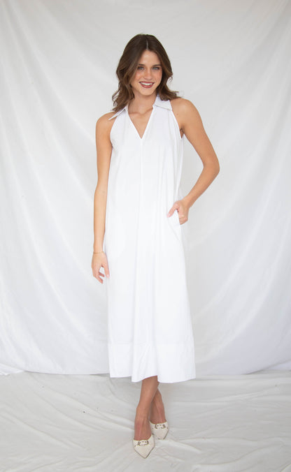 you're so classic collared maxi dress - white