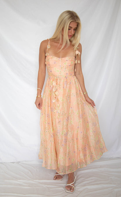 astr: halcyon dress - peach floral