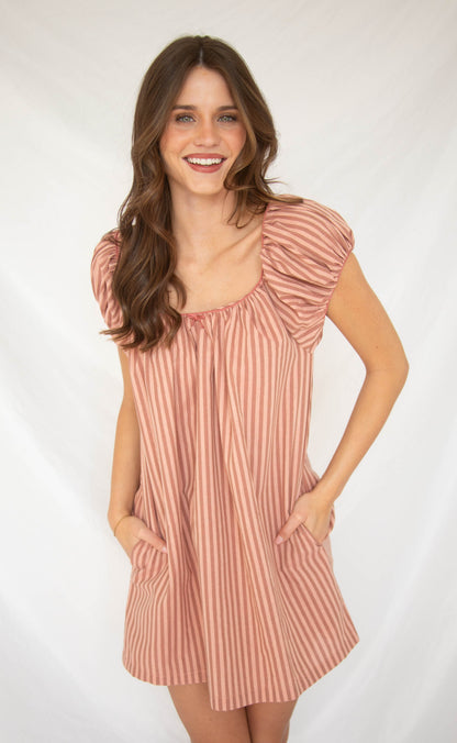 summer candy striped babydoll dress