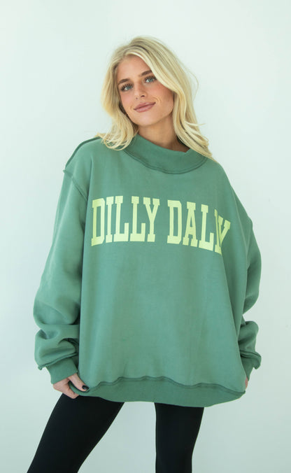 dilly dally mock neck sweatshirt - green